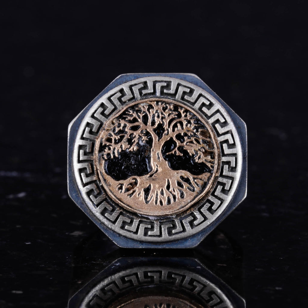 925 Sterling Silver Ring - Greek Key Design Men's Ring - Handmade Ring (Tree of Life) — 4
