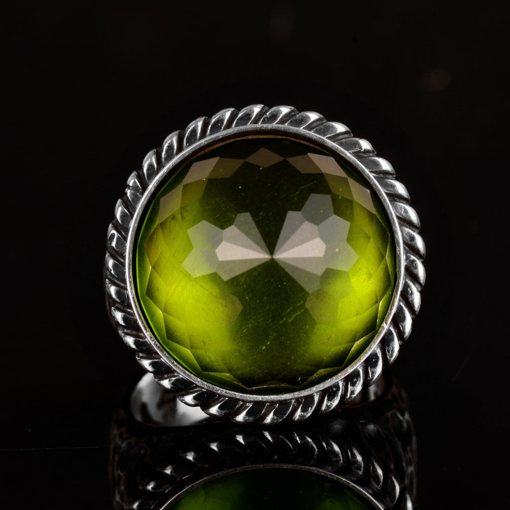 KAMBO Handmade 925 Sterling Silver Men's Peridot Stone Ring Minimalist Vintage Statement Jewelry Elegant Designer Band