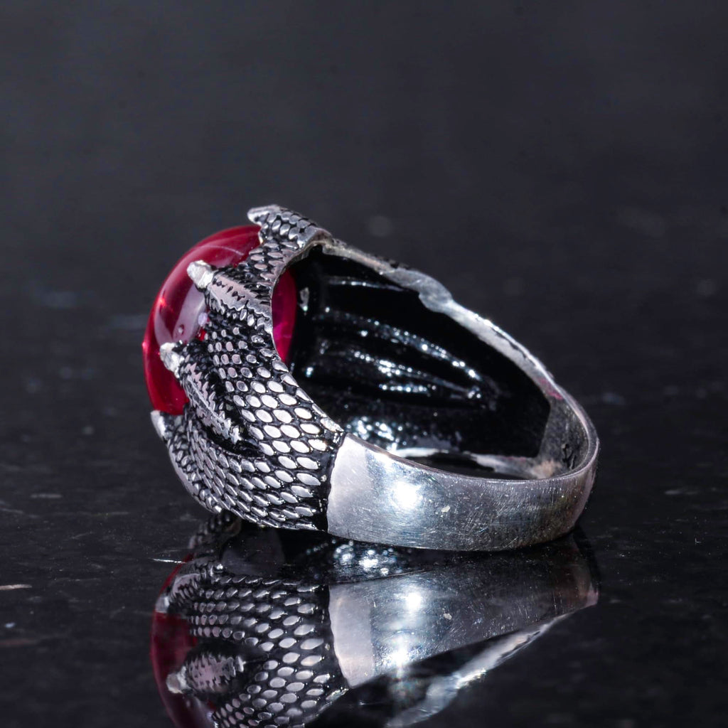 Handmade Silver Claw Ring with Natural Star Ruby Stone – Power and Courage for Leo — 7