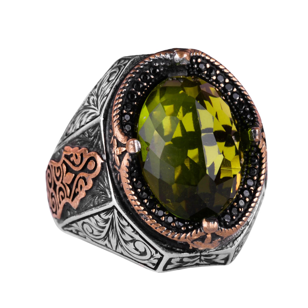Peridot Stone Ring, 925 Sterling Silver Ring, Stylish Handmade Silver Men's Ring