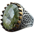 Natural Prehnite Stone Ring, 925 Sterling Silver Men's Ring, Handmade Design