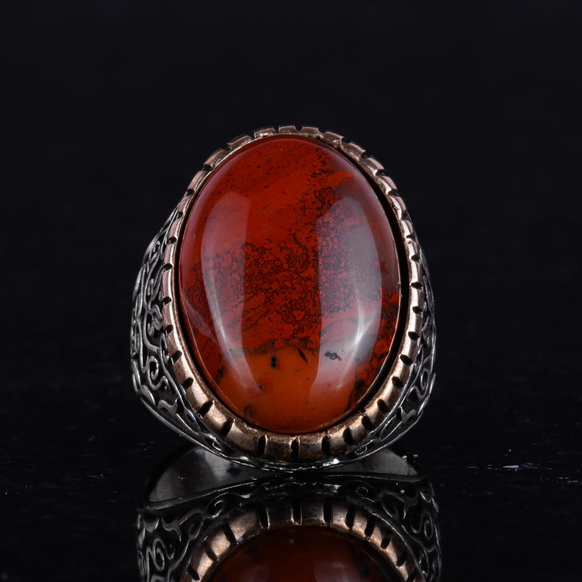Large Ring, Natural Red Bloodstone Ring, 925 Sterling Silver Ring — 4