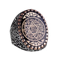KAMBO Handmade 925 Sterling Silver Men's Ring, Religious Kabbalah David Star of Solomon Design, Vintage Statement Ring f