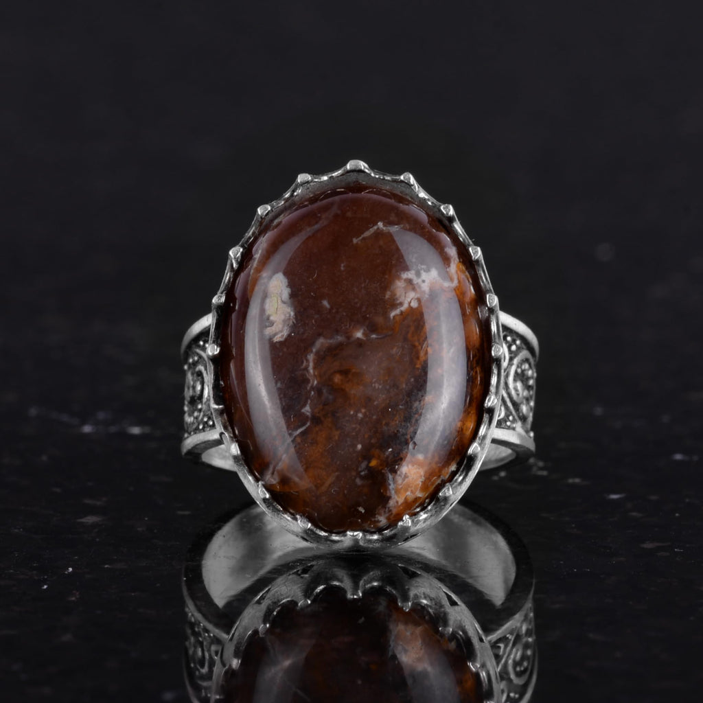 Natural Agate Stone Ring - 925 Sterling Silver — 4