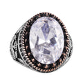 KAMBO 925 Sterling Silver Men's Ring, Synthetic Stone, Eagle Symbol, Handmade Ring (Model-2)