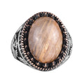 Natural Rutilated Quartz Ring - Handmade Eagle Design - 925 Sterling Silver