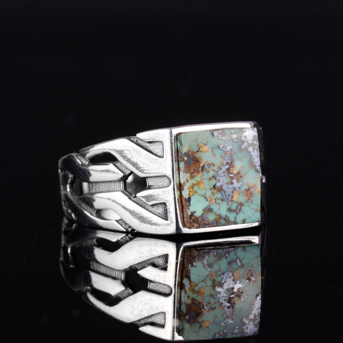 Kambo Real Natural Arizona Turquoise Stone Ring – 925 Sterling Silver Men's Ring, Gift Item — 5