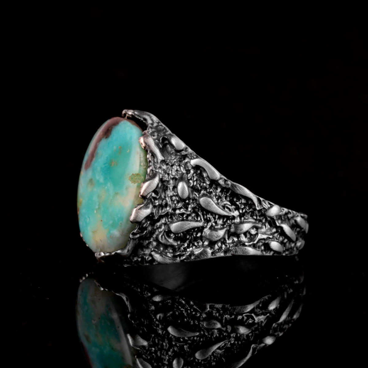 Natural Arizona Turquoise Stone Ring - 925 Sterling Silver Minimalist Ring (Model-3) — 5