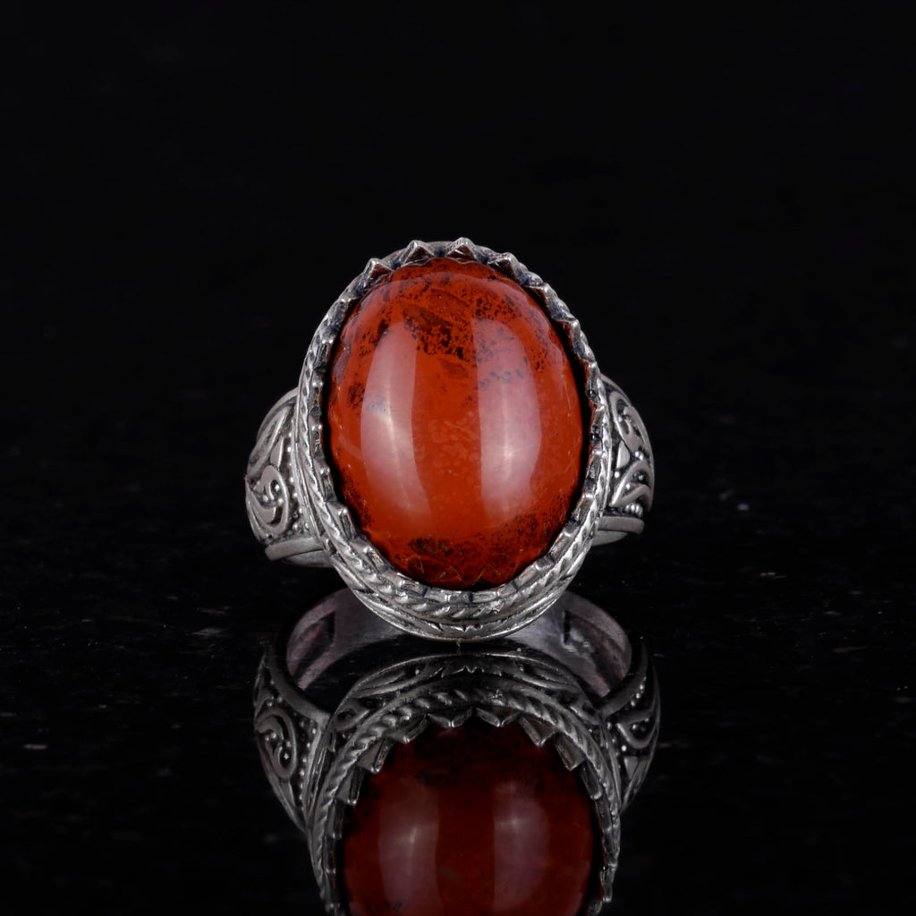 Natural Stone Ring - 925 Sterling Silver Ring (Red Blood Stone) — 2