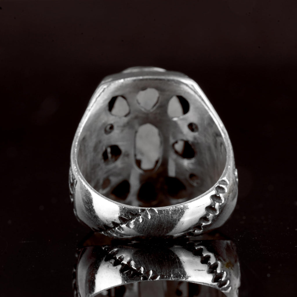 Falcon Jewelry Men's sterling silver ring, natural rainbow moonstone gemstone (Adjustable), White