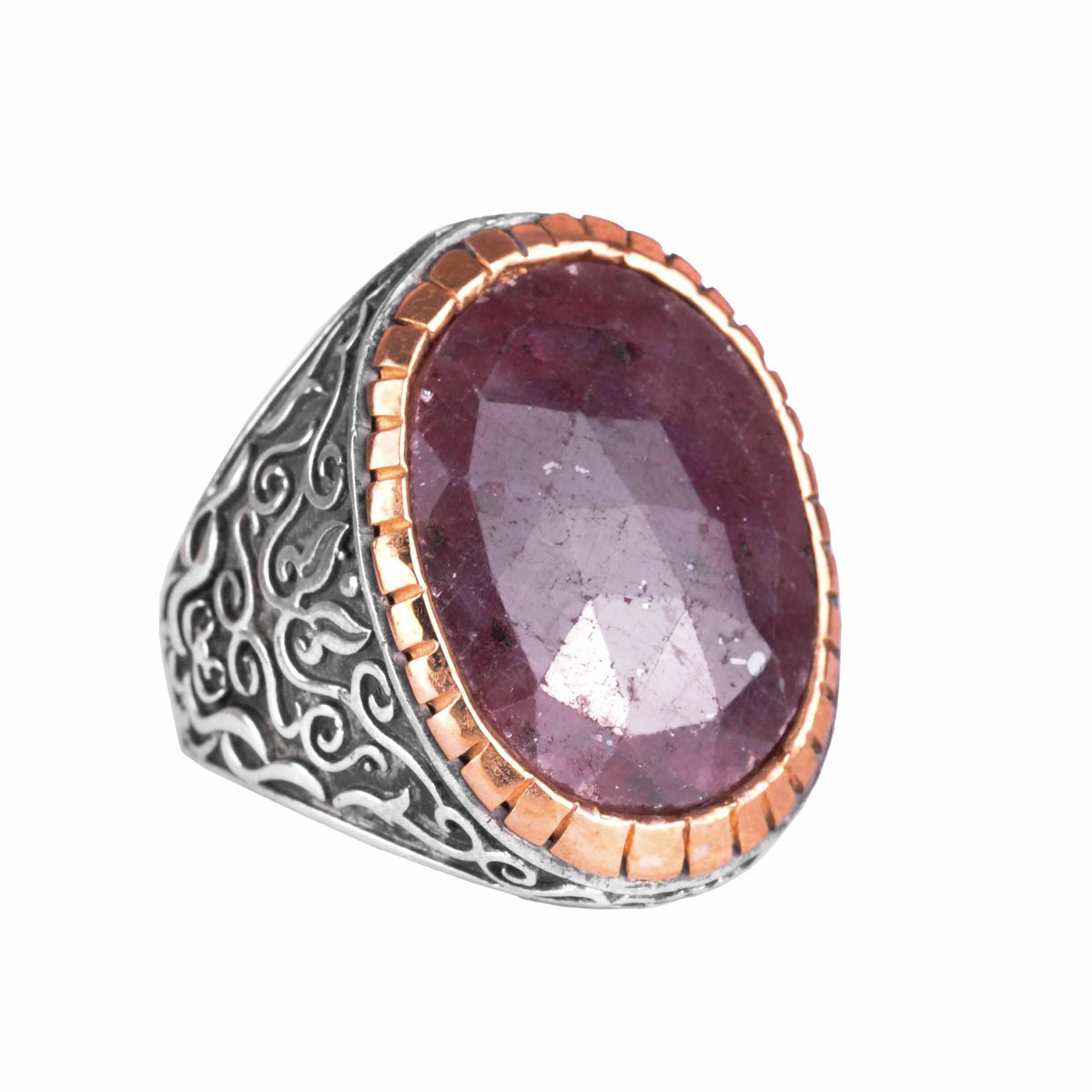 Kambo Handmade Silver Men's Ring - Natural Sapphire