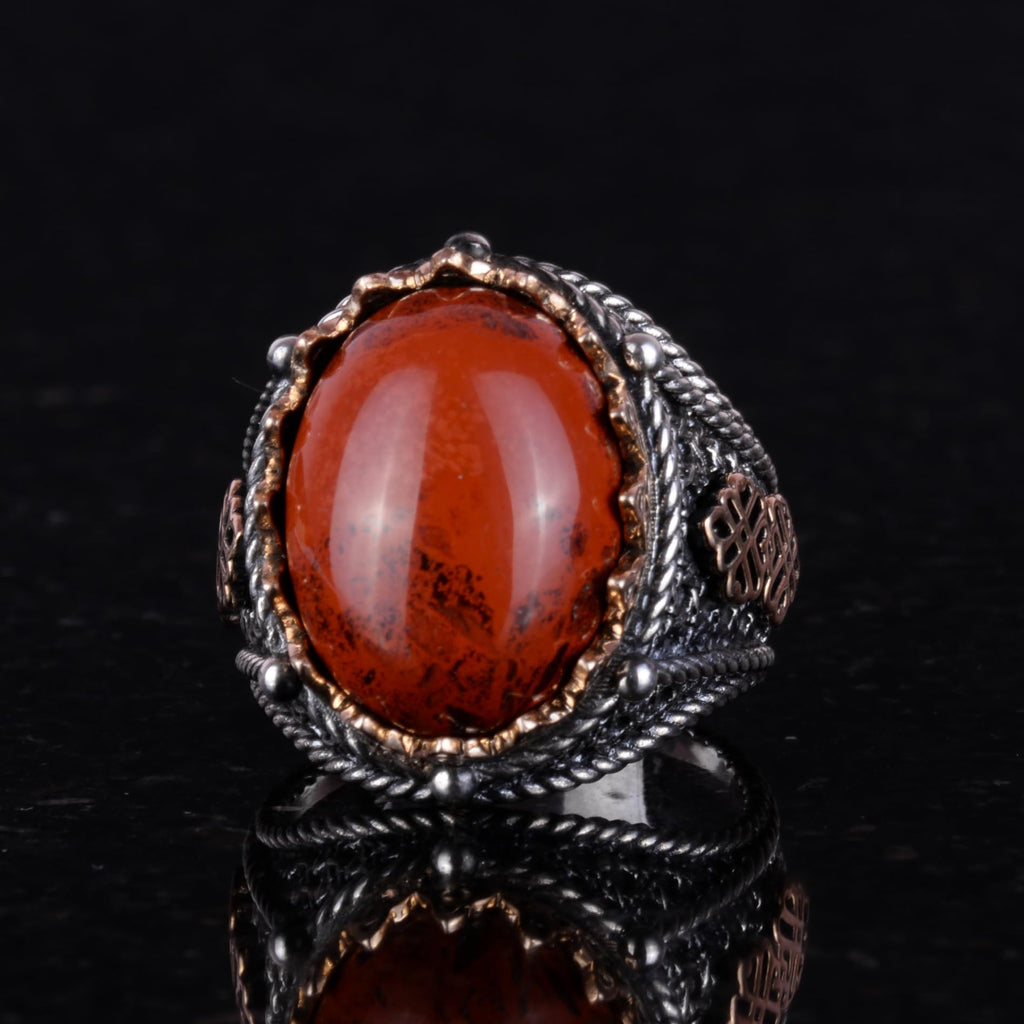 925 Sterling Silver Ring, Handmade Natural Red Bloodstone Ring — 2