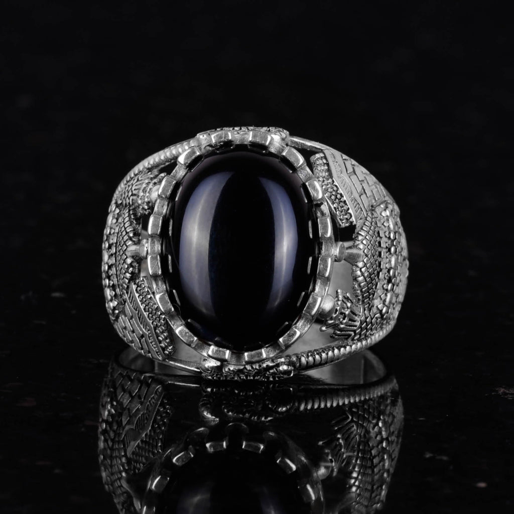 Islamic Natural Stone Ring, 925 Sterling Silver Ring (Onyx) — 3