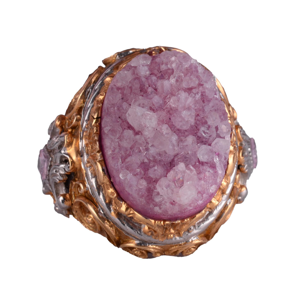 Natural Drusy Quartz Ring - Sultan Ring - 925 Sterling Silver