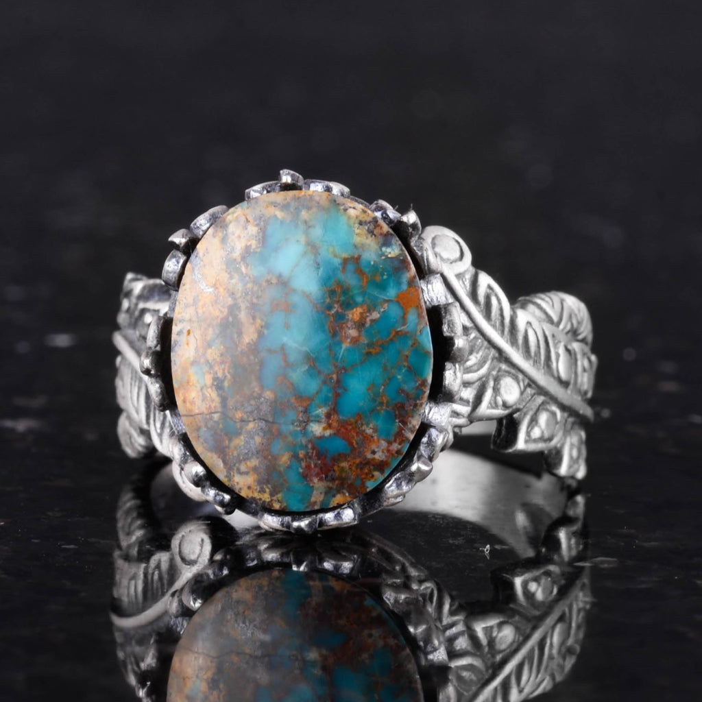 Natural Arizona Turquoise Stone Ring, 925 Sterling Silver Ring, Minimalist Handmade Ring (Model-6) — 5