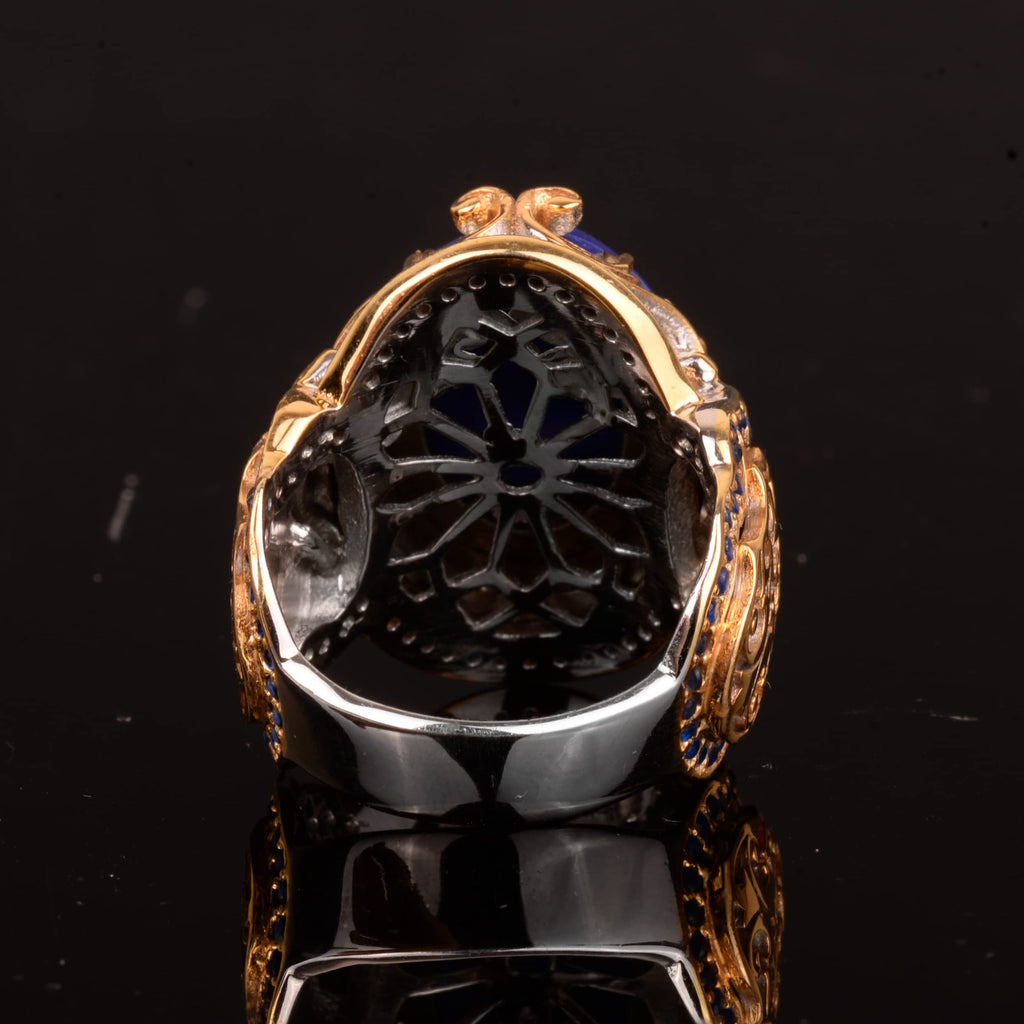 Handmade 925 Sterling Silver Ring with Dark Blue Natural Druzy Quartz — 7