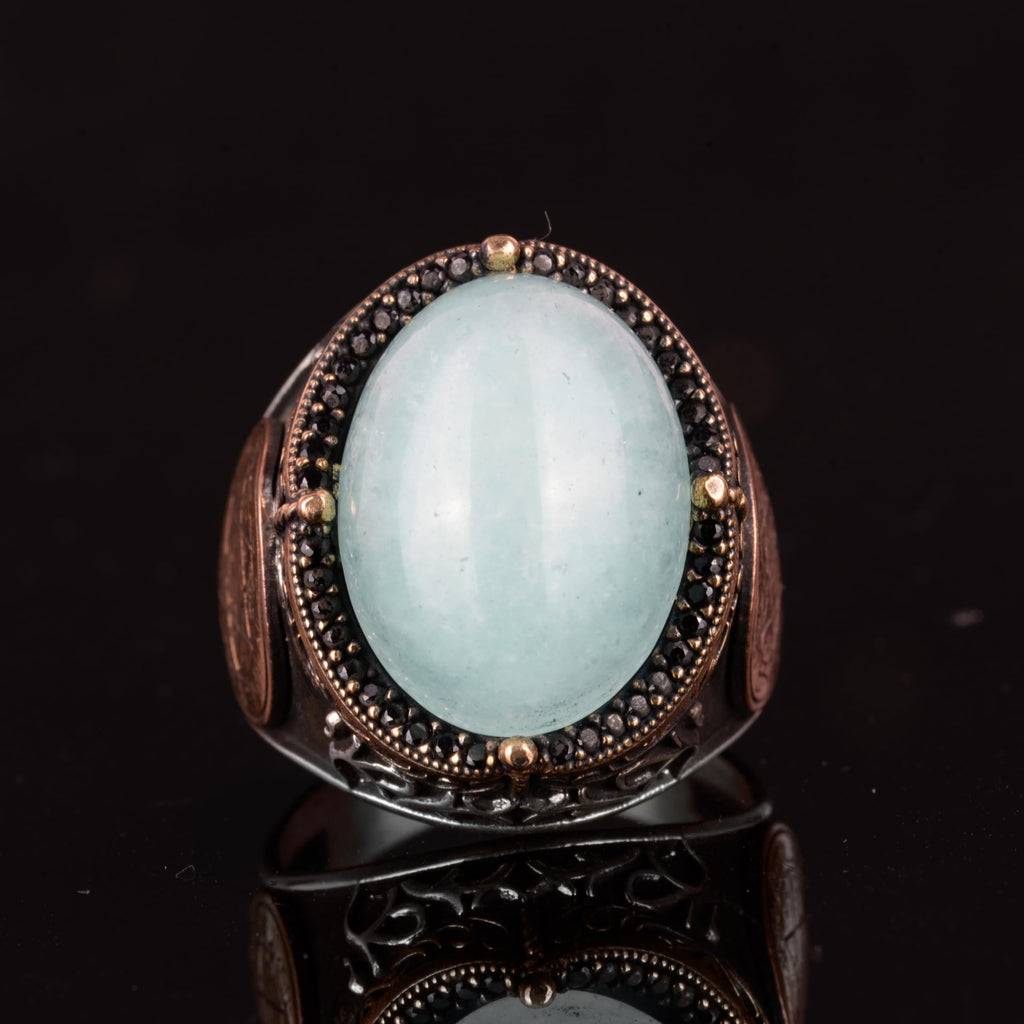 Star of David Ring, Natural Chalcedony Stone Ring, 925 Sterling Silver Ring — 5