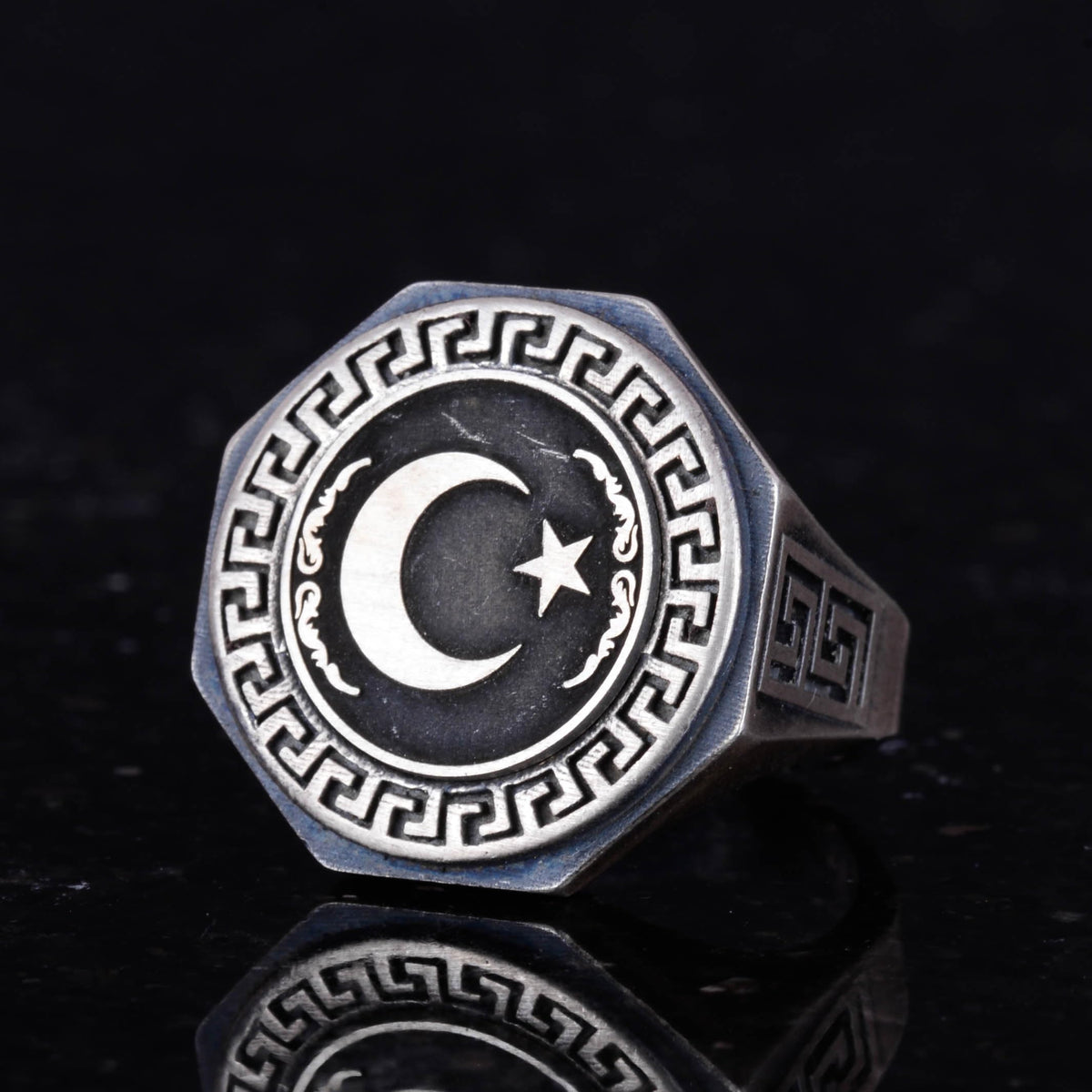 925 Sterling Silver Ring - Greek Pattern Men's Ring - Handcrafted Ring — 6