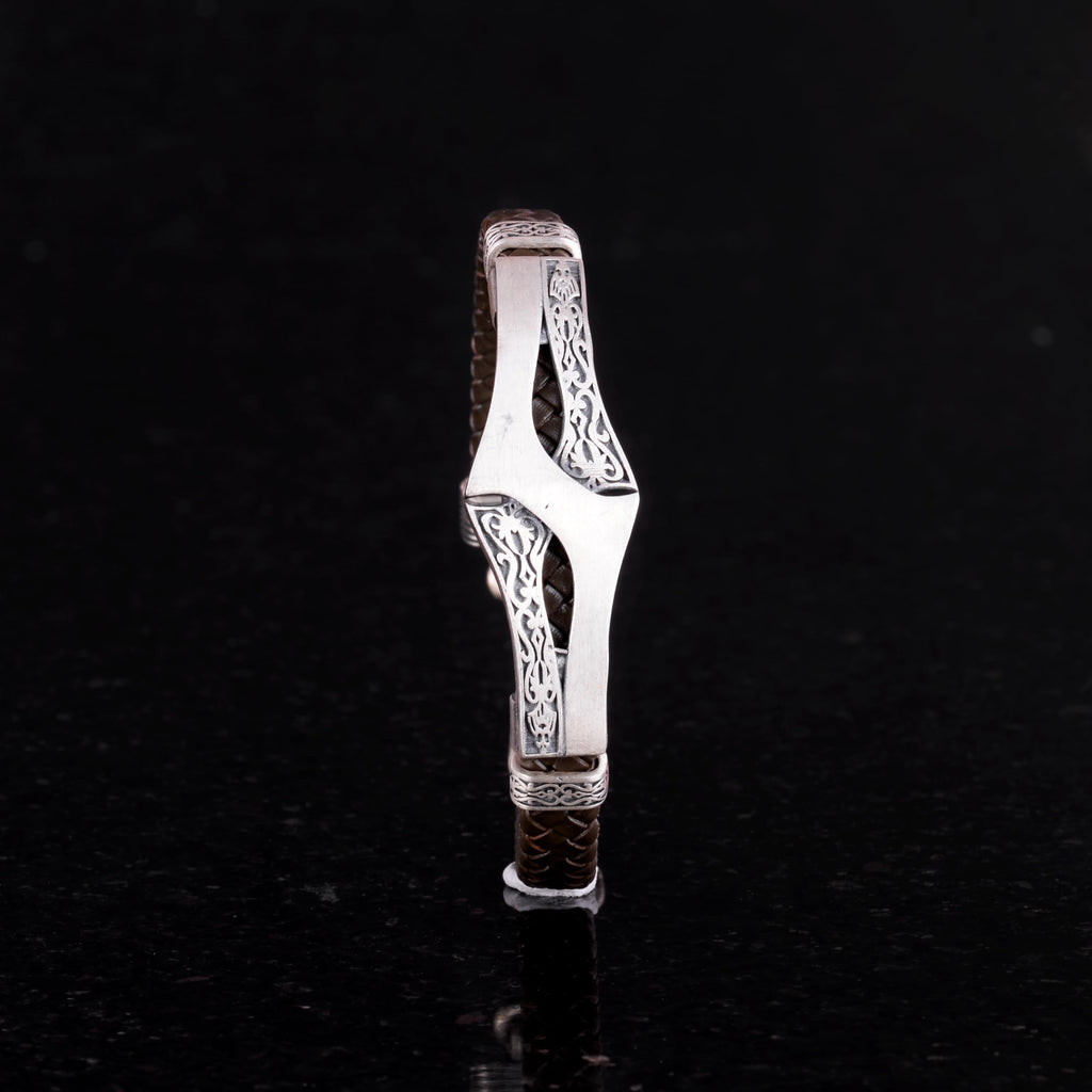 925 Sterling Silver Braided Leather Bracelet — 2
