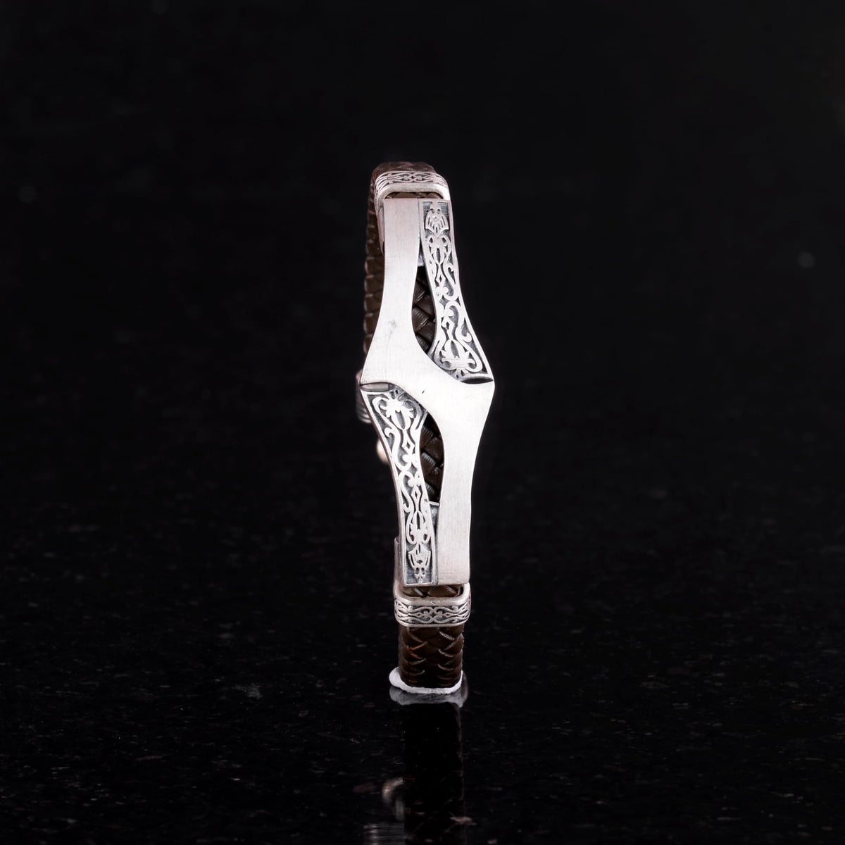 925 Sterling Silver Braided Leather Bracelet — 2