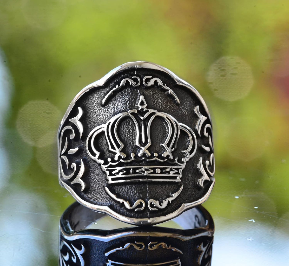 Men's Adjustable 925 Sterling Silver Crown Ring - Royal Ring — 2