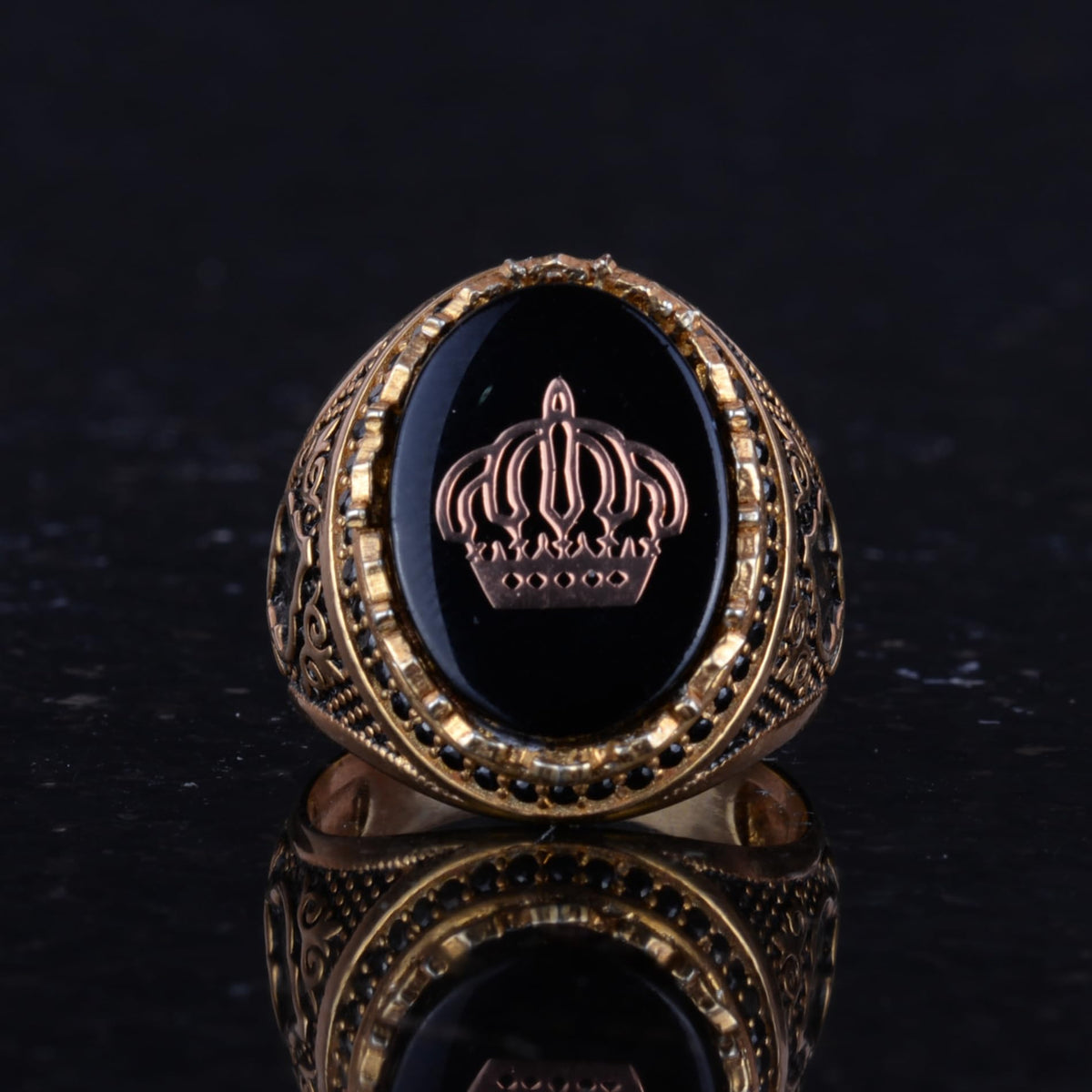 Crown Ring - 925 Sterling Silver Gold Plated Men's Ring — 4