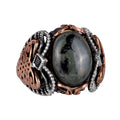 925 Sterling Silver Men's Ring, Handmade Natural Green Eye Stone Ring