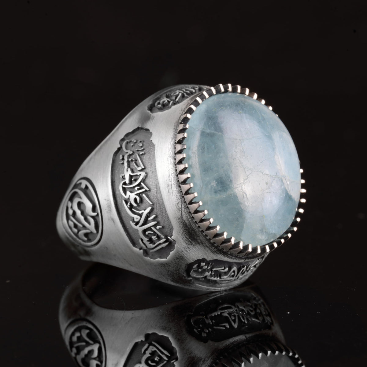 Natural Blood Stone Ring - Handmade Islamic Ring - 925 Sterling Silver — 6