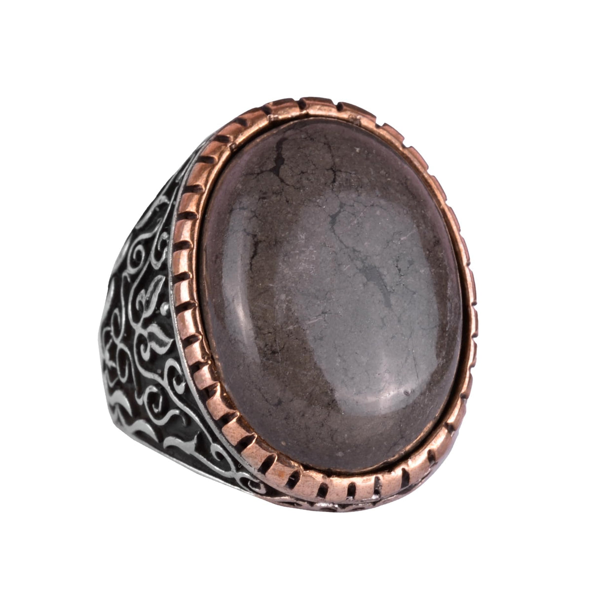 Natural Pyrite Stone Ring - 925 Sterling Silver Men's Ring