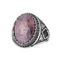 KAMBO Natural Sapphire Men's Ring – 925 Sterling Silver Oval Handmade Stone Statement Ring (Sapphire-1)
