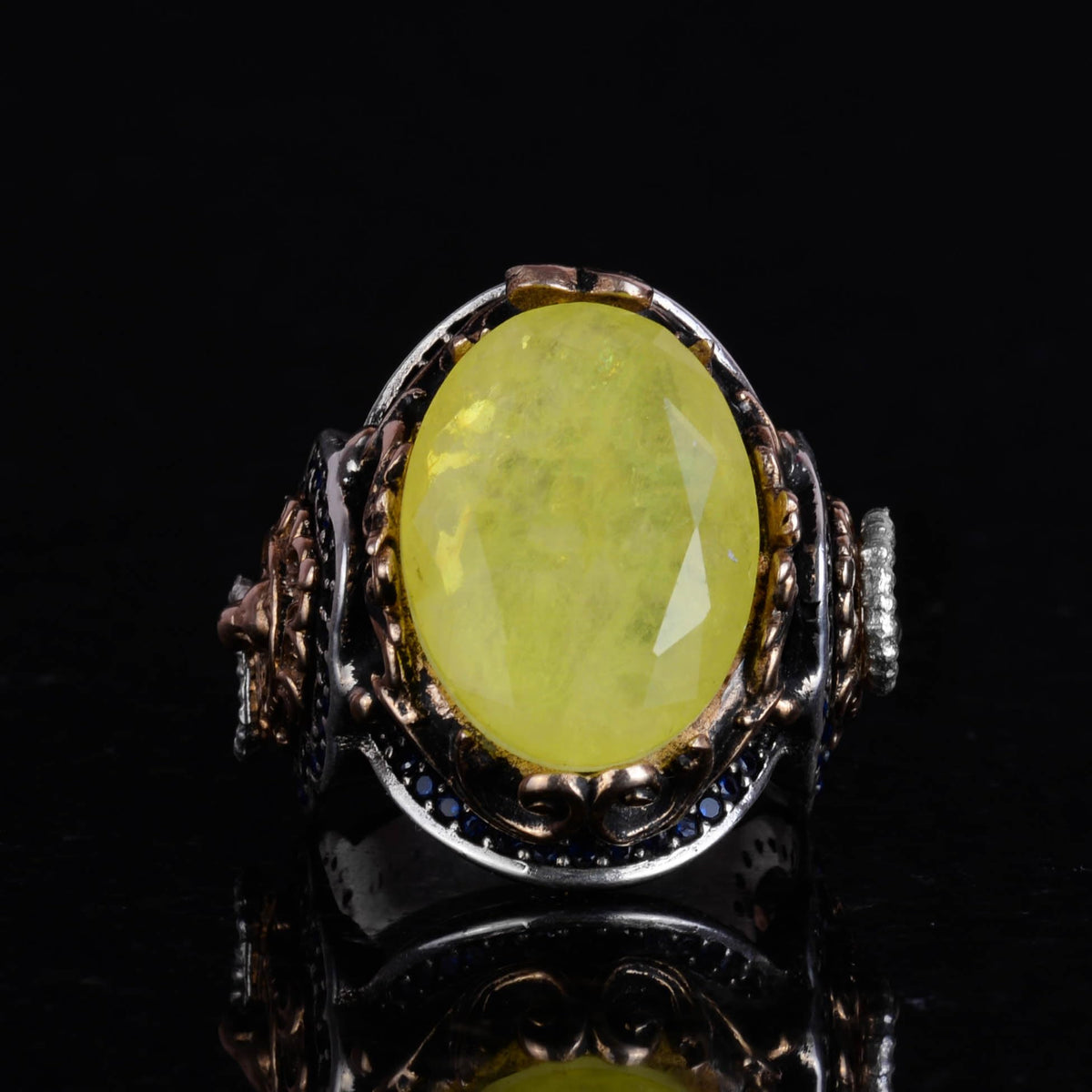 Leo Zodiac Ring, Yellow Paraiba Stone Ring, 925 Sterling Silver Ring, Animal Figure Silver Ring — 3