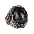 Natural Blue Sapphire Stone Ring - 925 Sterling Silver Men's Ring