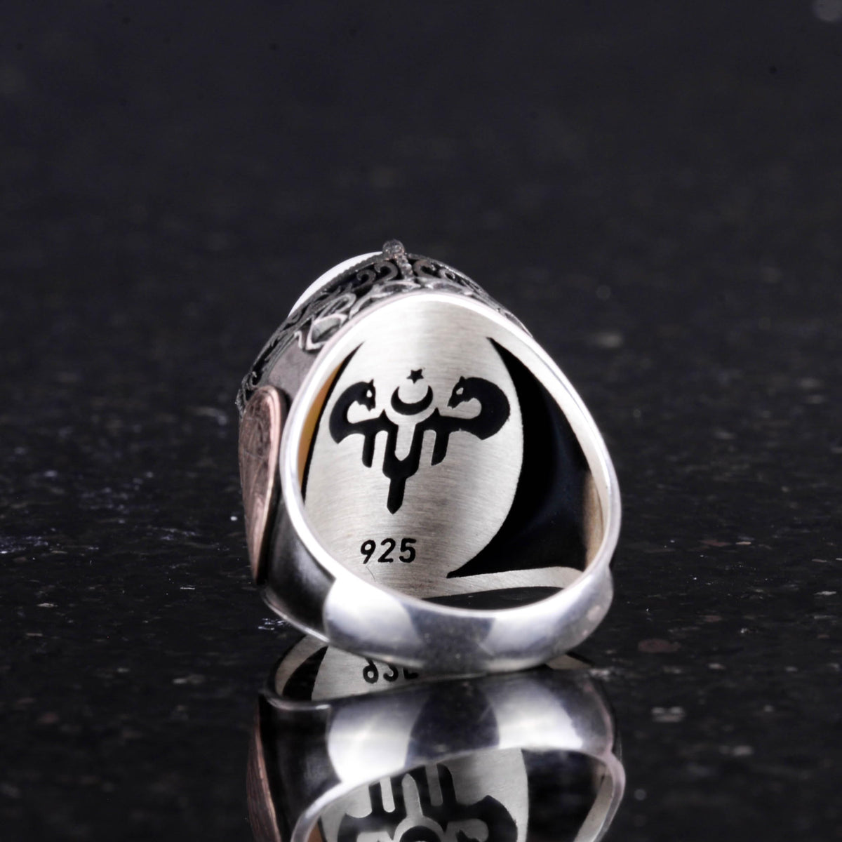 Star of David Ring, Natural Pearl Stone Ring - 925 Sterling Silver Ring — 7