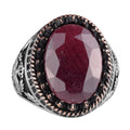 Natural Stone Ring - Handmade Eagle Ring - 925 Sterling Silver (Ruby)