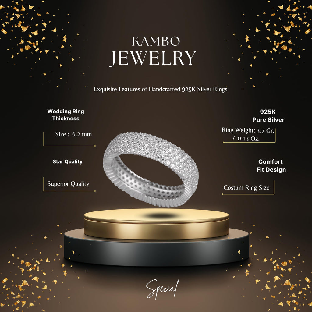 KAMBO 925 Sterling Silver Women's Infinity Band – Created Zircon Stone Ring – Elegant Silver Engagement Jewelry — 2