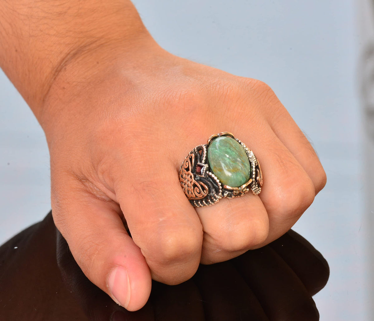 Bloodstone Natural Stone Ring — 7