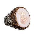 Natural Pearl Stone Ring, Mevlevi Islamic 925 Sterling Silver Men's Ring