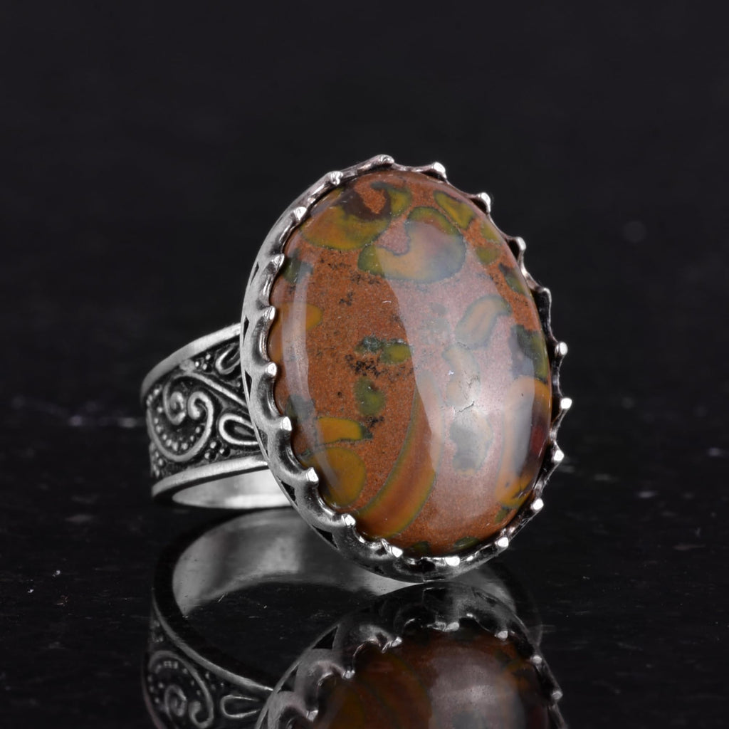 Natural Jasper Stone Ring - 925 Sterling Silver Ring — 4