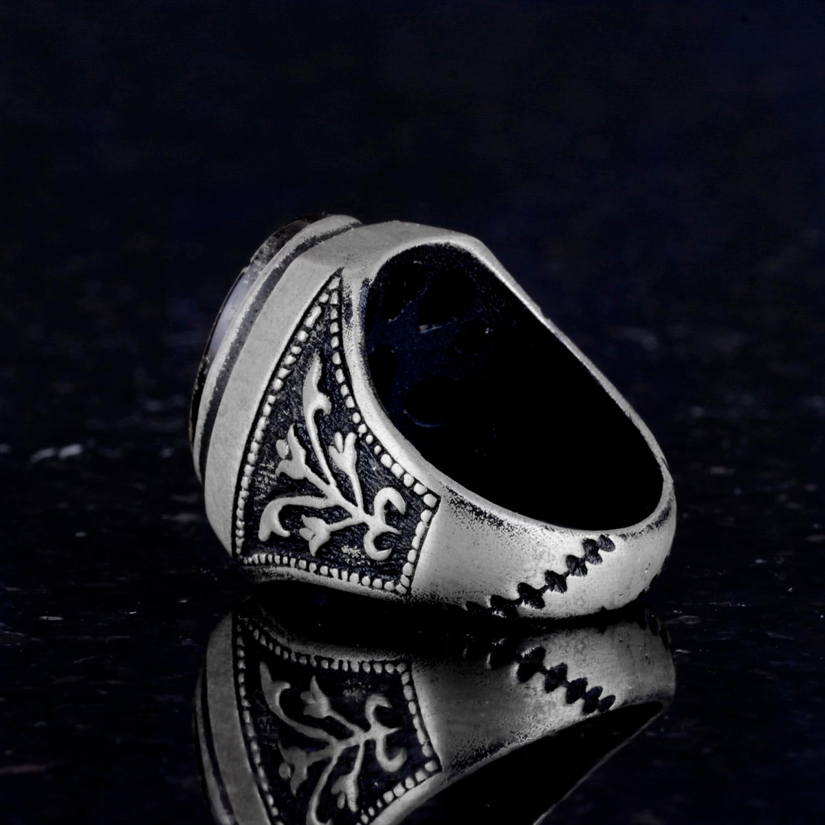 American Chief Ring - Natural Red Agate Stone Ring - 925 Sterling Silver Ring - Carved Stone Ring — 6