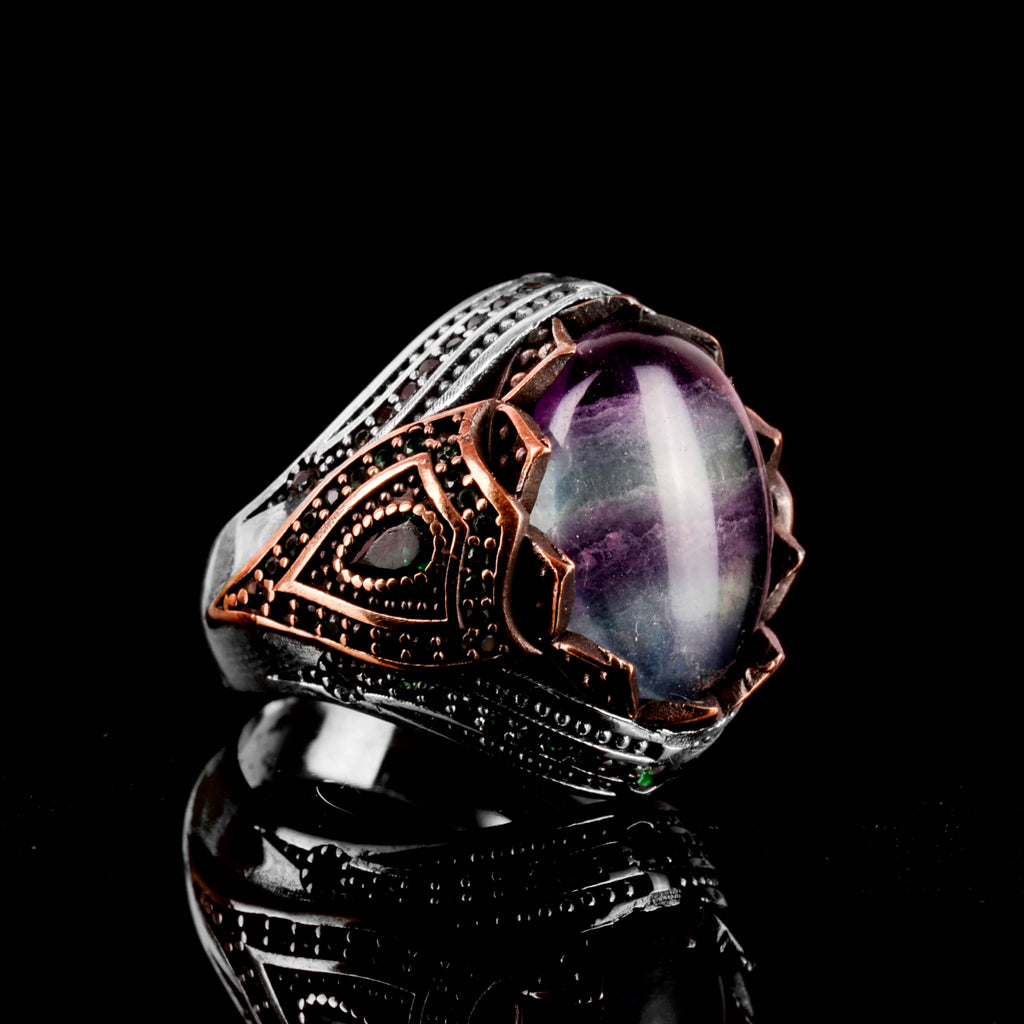 Natural Stone Handmade Ring - 925 Sterling Silver (Fluorite) — 2
