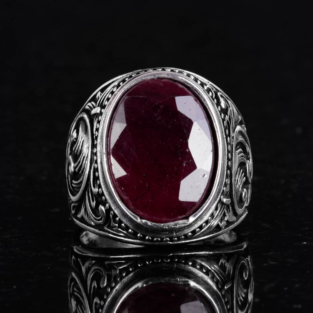 Natural Ruby Stone Ring - 925 Sterling Silver — 4