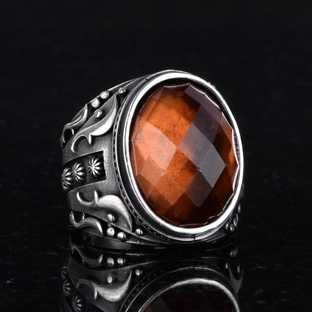 Synthetic Sultanit Stone Ring, 925 Sterling Silver Ring, Design Silver Men's Ring — 5