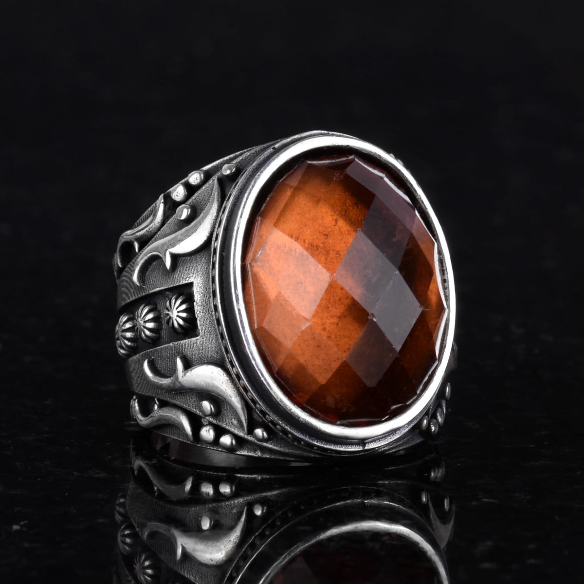 Synthetic Sultanit Stone Ring, 925 Sterling Silver Ring, Design Silver Men's Ring — 5