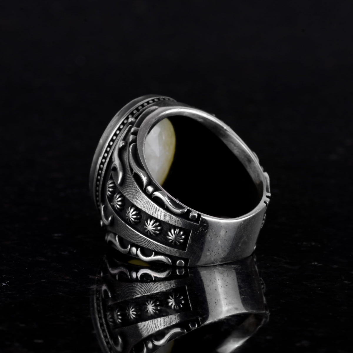 Synthetic Stone Ring, 925 Sterling Silver Ring, Designer Silver Men's Ring (Synthetic Crystal Stone) — 6