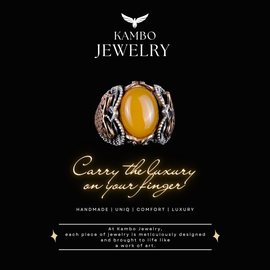 Natural Yellow Agate Stone Handmade Ring — 4