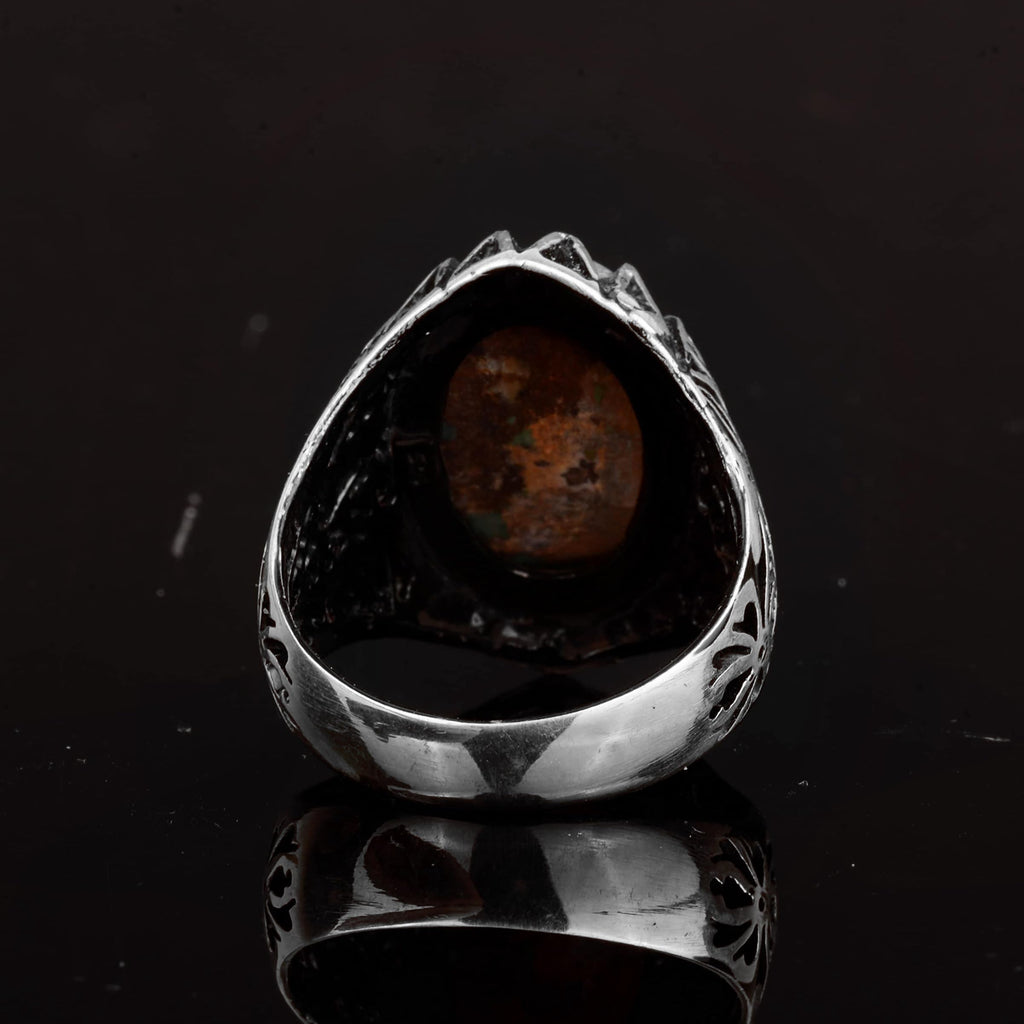KAMBO Genuine Real Natural Arizona Turquoise Stone Men's Ring, Unique Ring, 925 Sterling Silver Ring — 6