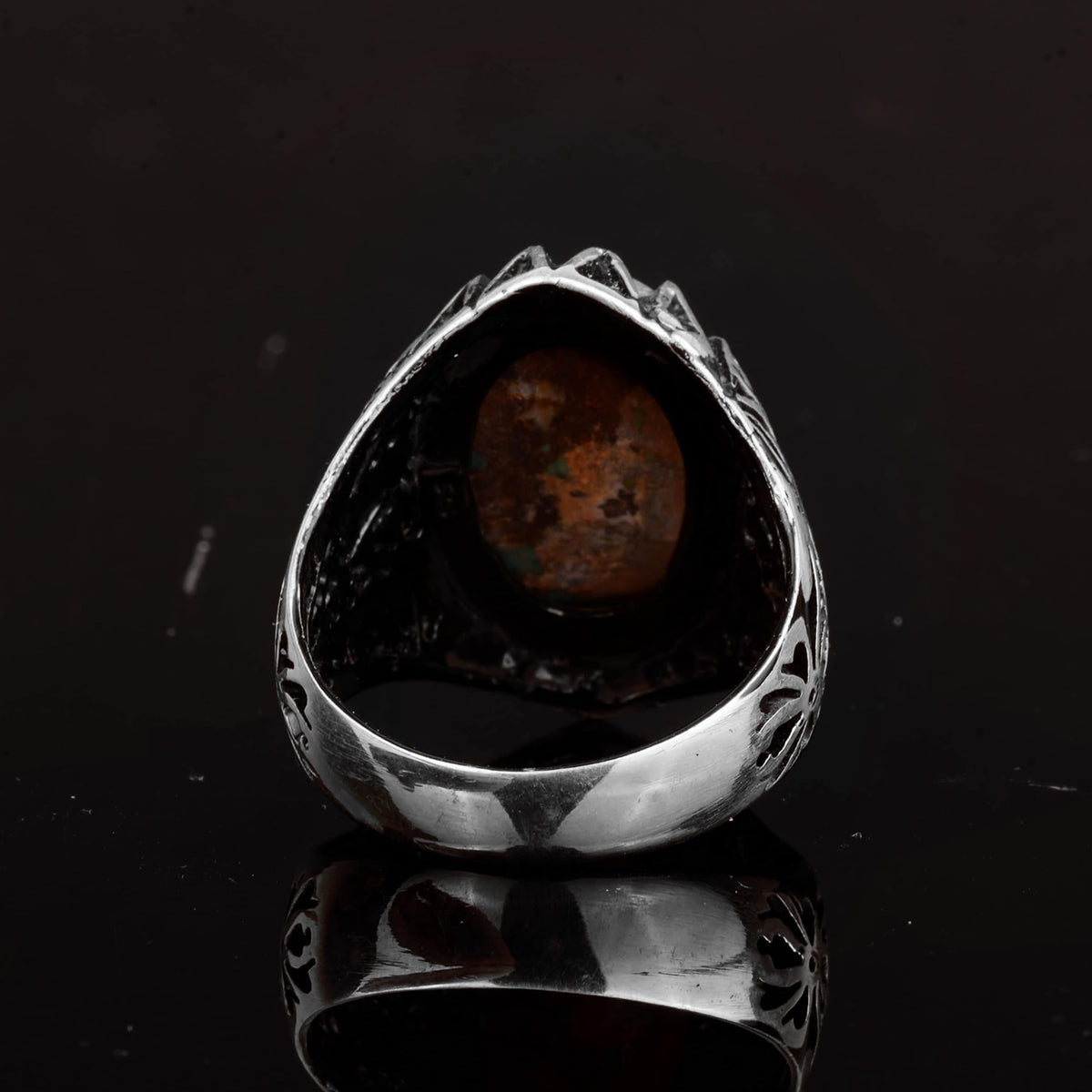 KAMBO Genuine Real Natural Arizona Turquoise Stone Men's Ring, Unique Ring, 925 Sterling Silver Ring — 6