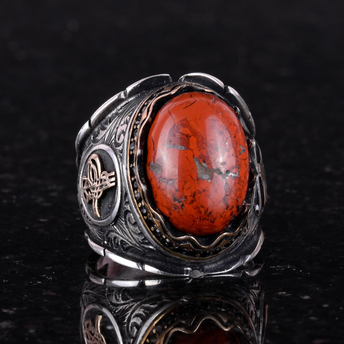 Ottoman Monogram Silver Ring — 4
