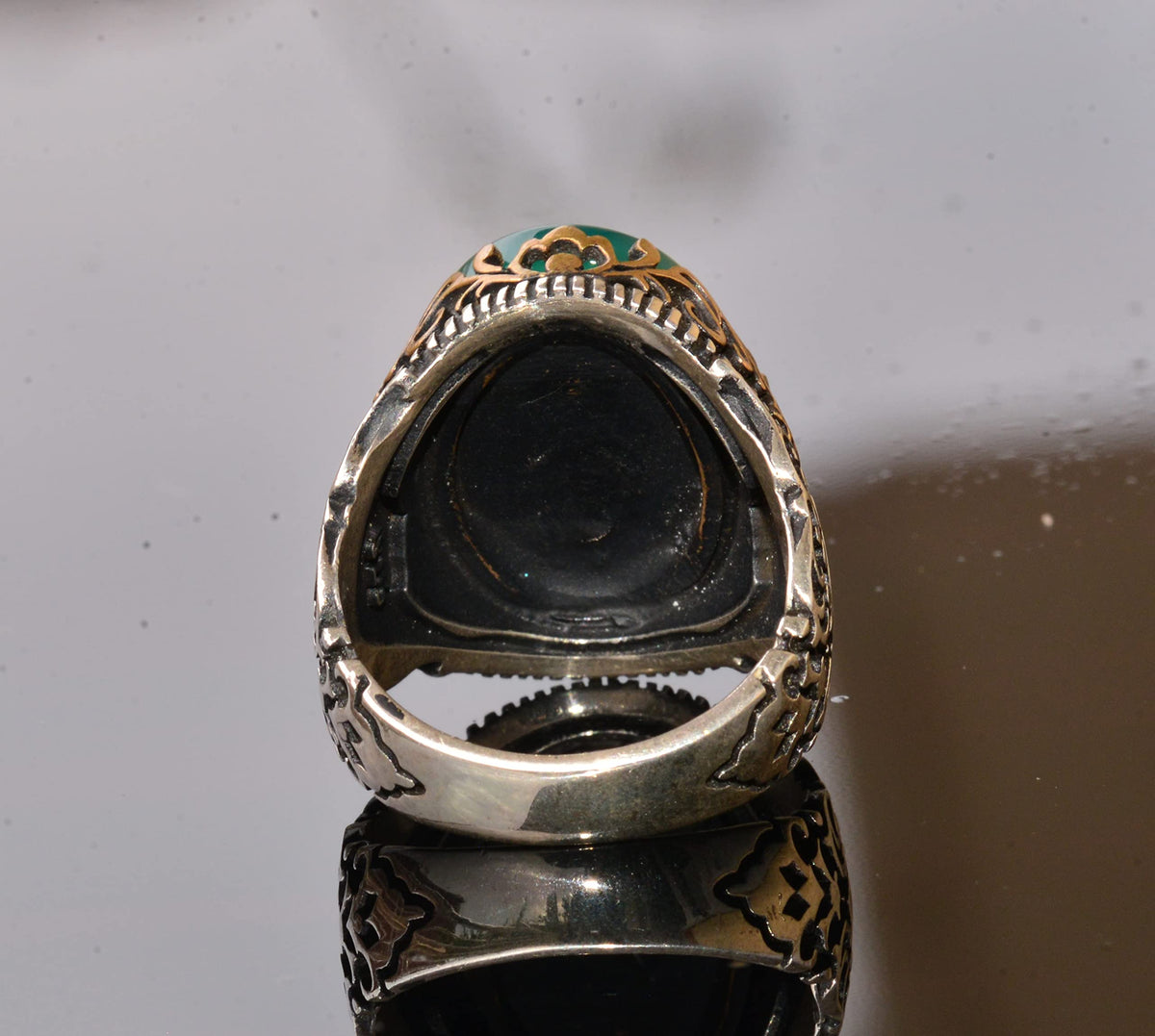925 Sterling Silver Ring - Symbols Ring - Green Agate Stone Ring (Scorpion) — 8