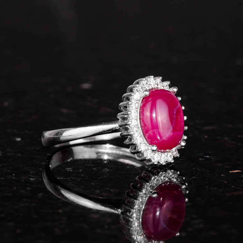 Silver Women's Ring - Natural Star Ruby — 6